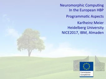 Neuromorphic Compu-ng  In the European HBP  Programma-c Aspects  Karlheinz Meier  Heidelberg