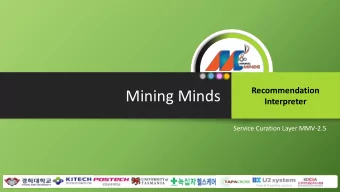Mining Minds  Interpreter  Service Curation Layer MMV-2.5  Overview  2  /  Personalization is a