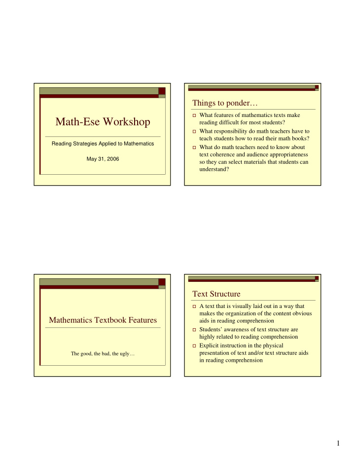 math ese workshop