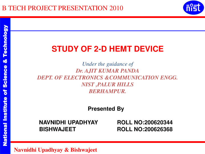 study of 2 d hemt device