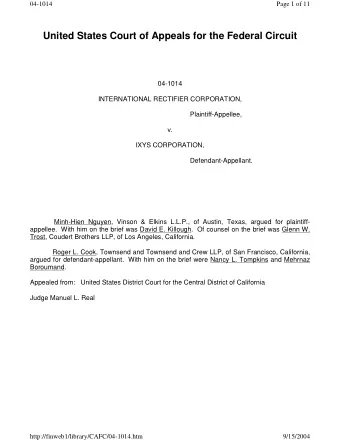 04-1014  Page 3 of 11  by IR.  The trial court granted IRs motion for summary judgment, entered