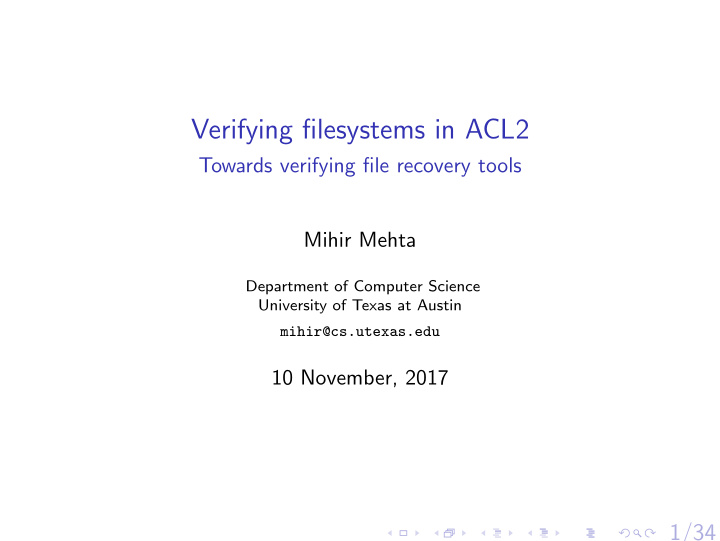 verifying filesystems in acl2