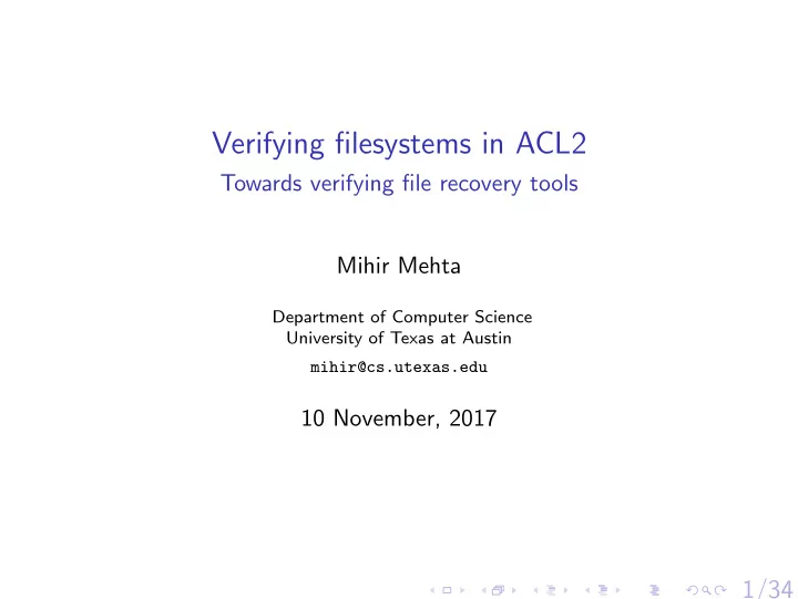 verifying filesystems in acl2
