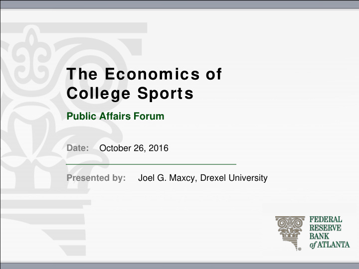 the economics of college sports