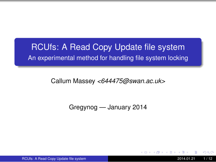 rcufs a read copy update file system