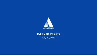 Q4 FY20 Results  July 30, 2020  Legal disclosure  This presentation contains forward-looking