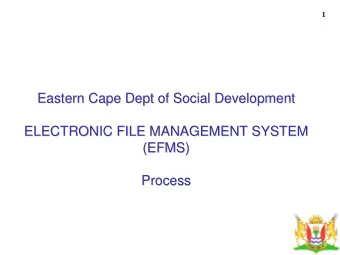 Eastern Cape Dept of Social Development  Eastern Cape Dept of Social Development  ELECTRONIC FILE