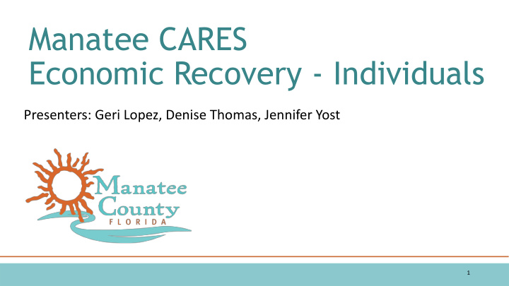 manatee cares economic recovery individuals