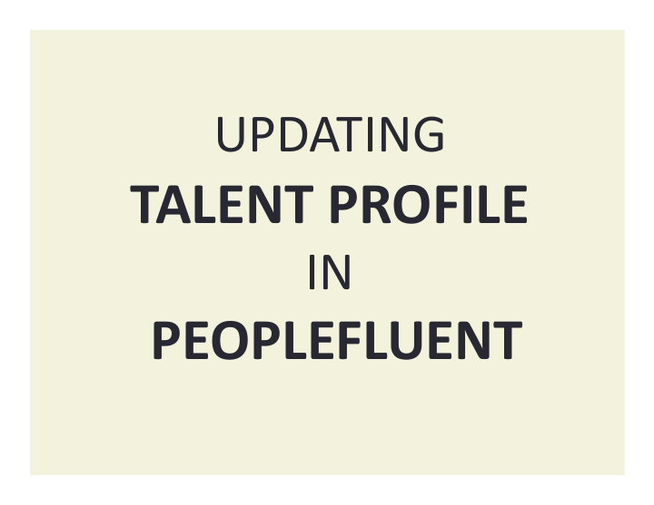 talent profile