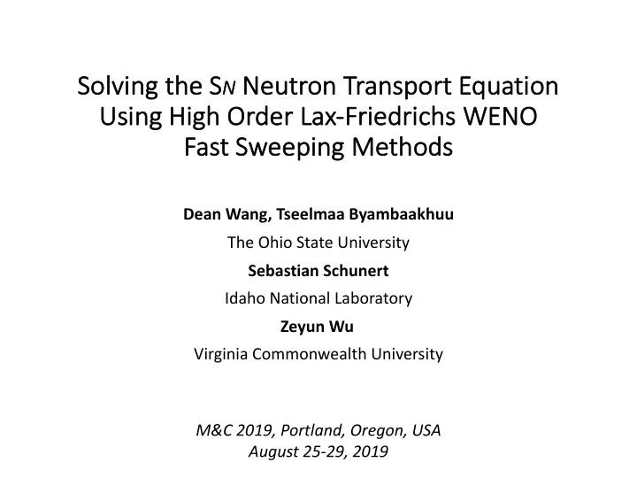 so solving g the s n ne neutron on transpor ort equation