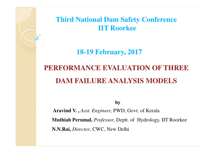 third national dam safety conference iit roorkee 18 19