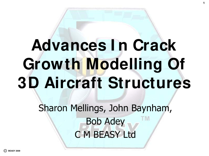advances i n crack growth modelling of 3d aircraft