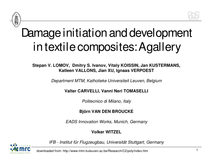 d amage initiation and development in textile composites