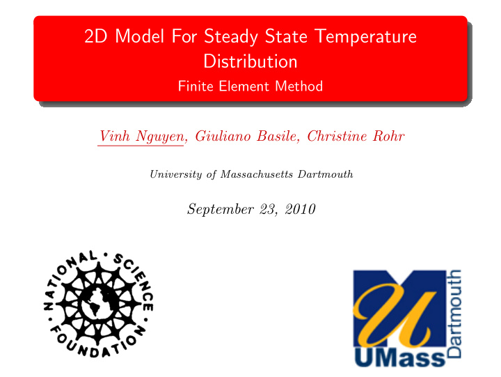 2d model for steady state temperature distribution