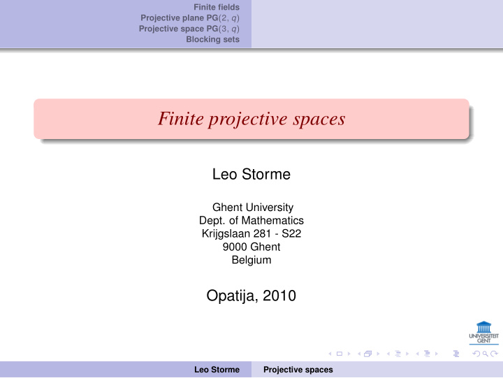 finite projective spaces
