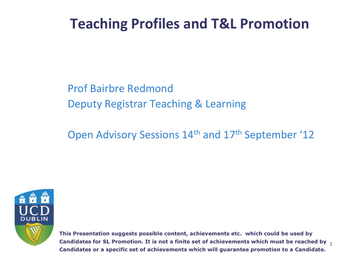 teaching profiles and t l promotion