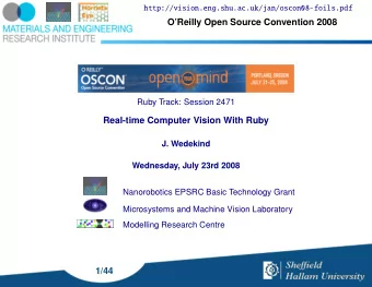 OReilly Open Source Convention 2008  Ruby Track: Session 2471  Real-time Computer Vision With