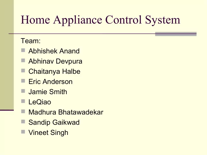home appliance control system