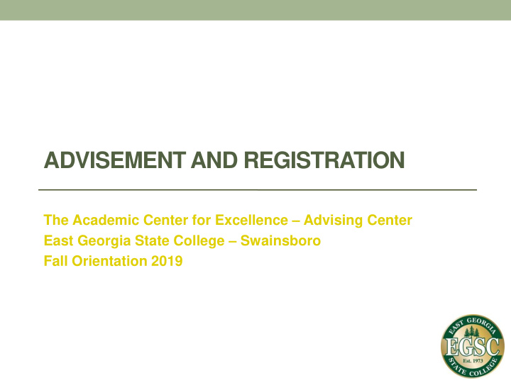 advisement and registration