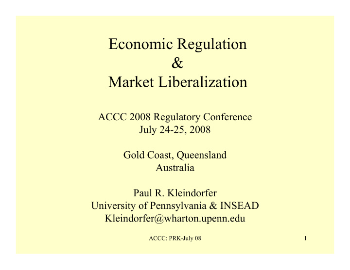 economic regulation amp market liberalization