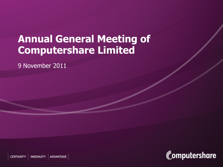 annual general meeting of computershare limited