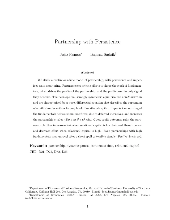 partnership with persistence