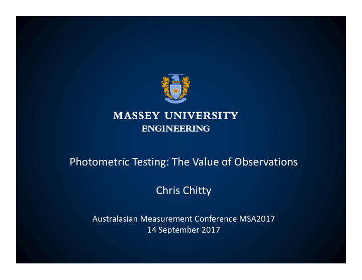 photometric testing the value of observations chris chitty