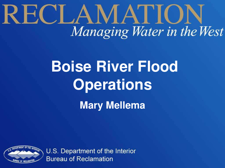 boise river flood operations