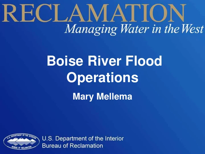 boise river flood operations
