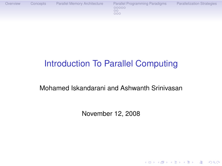 introduction to parallel computing