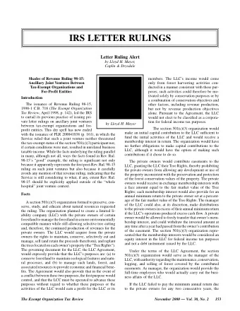 IRS LETTER RULINGS  Letter Ruling Alert  by Lloyd H. Mayer,  Caplin &amp; Drysdale  Shades of