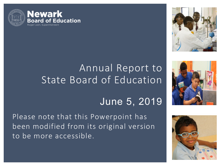 annual report to state board of education