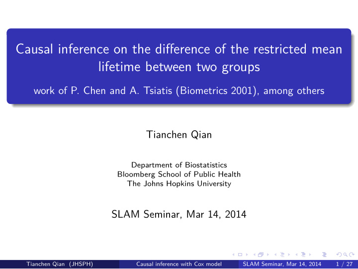 causal inference on the difference of the restricted mean