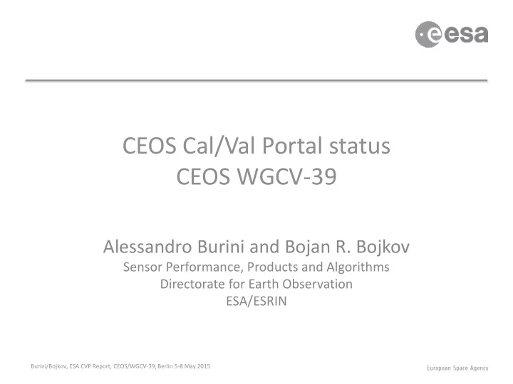 ceos cal val portal status ceos wgcv 39