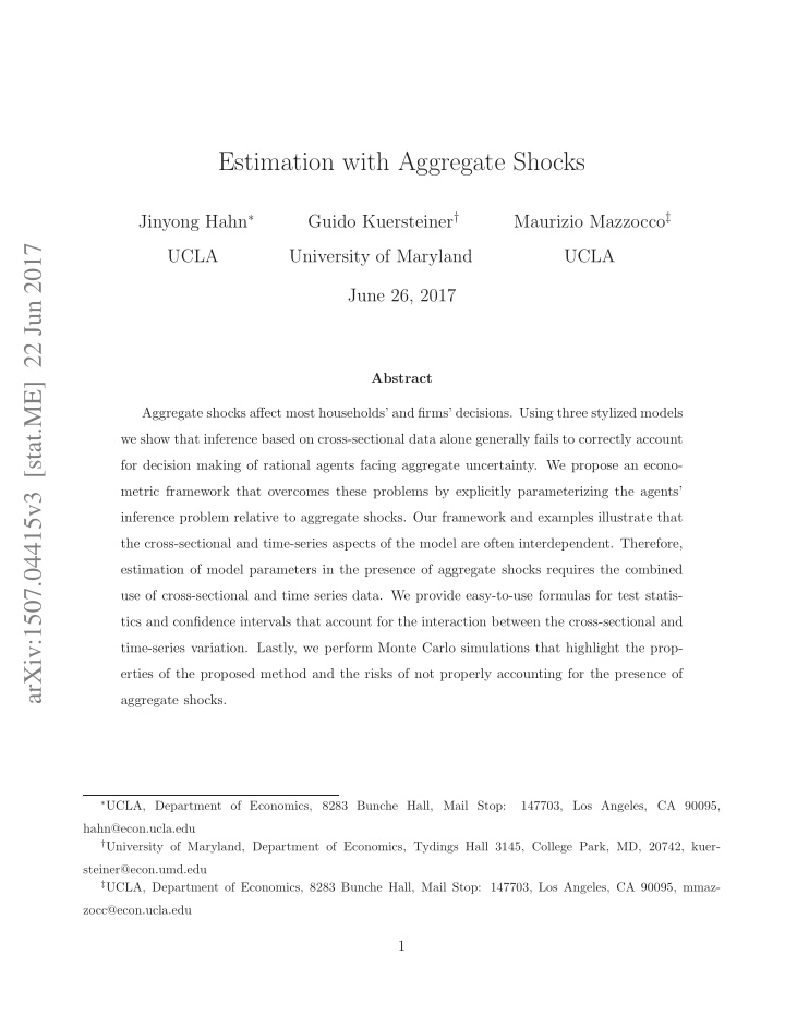 estimation with aggregate shocks