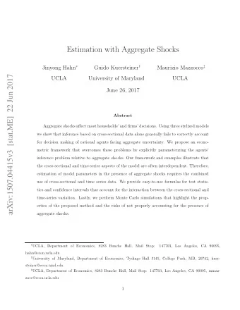 Estimation with Aggregate Shocks Jinyong Hahn  Guido Kuersteiner  Maurizio Mazzocco