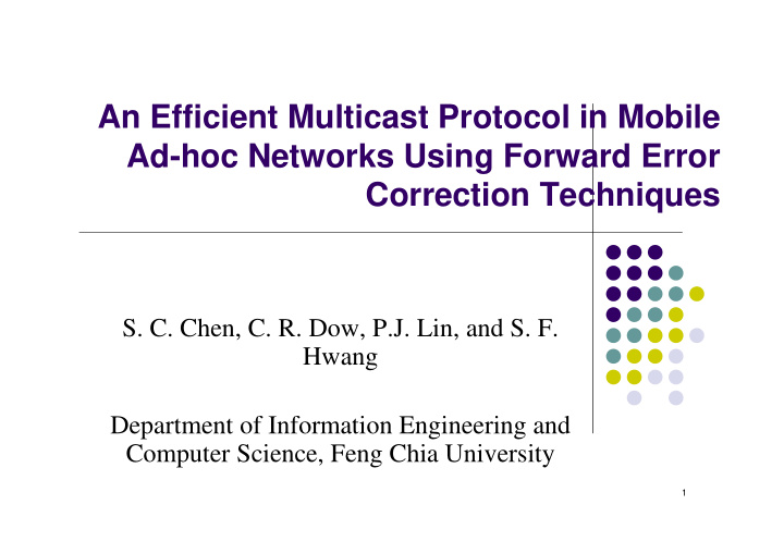 an efficient multicast protocol in mobile ad hoc networks