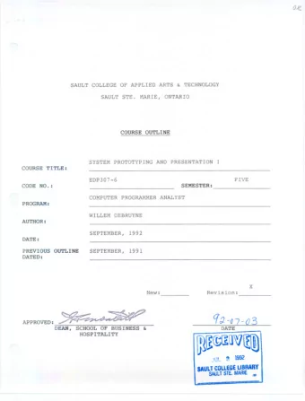 ~~@}a~~~  JUl  ~  1992  SAULT  COLLEGE  LIBRARY  SAULT  ST. MARIE ,_  - - 2  ED307-6  SYSTEM