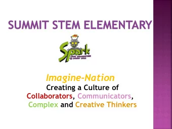 Imagine-Nation  Creating a Culture of  Collaborators, Communicators,  Complex and Creative Thinkers