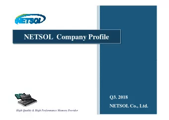 NETSOL  Company Profile       Feb. 2018  Q3. 2018  NETSOL Co.,