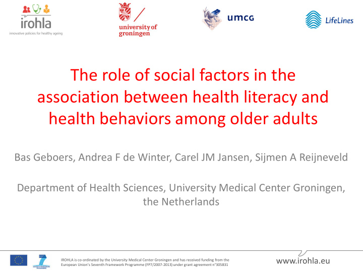 health behaviors among older adults