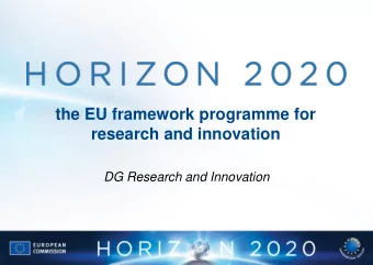 the EU framework programme for  research and innovation  DG Research and Innovation  The