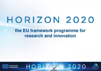 the EU framework programme for  research and innovation  The Multiannual Financial Framework