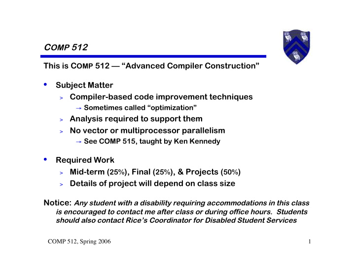 subject matter compiler based code improvement techniques