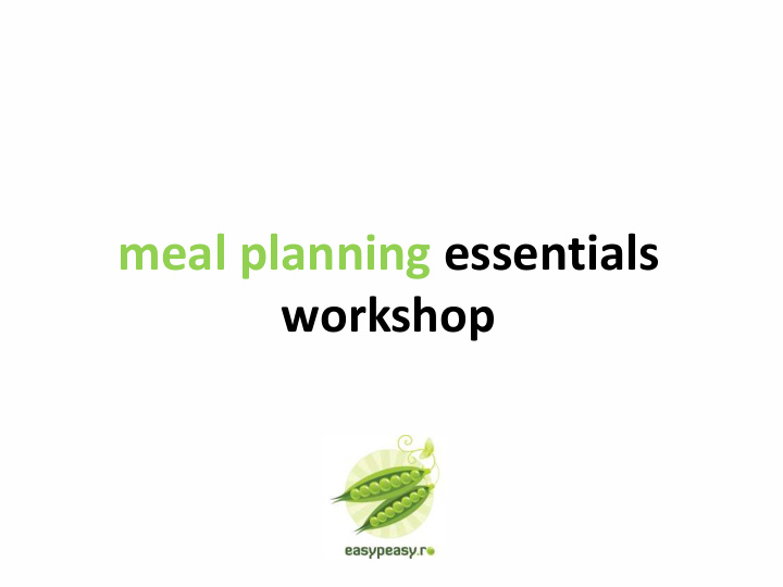 meal planning essentials