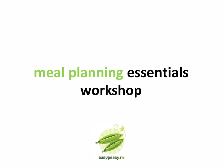 meal planning essentials