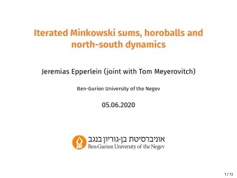 Iterated Minkowski sums, horoballs and  north-south dynamics  Jeremias Epperlein (joint with Tom