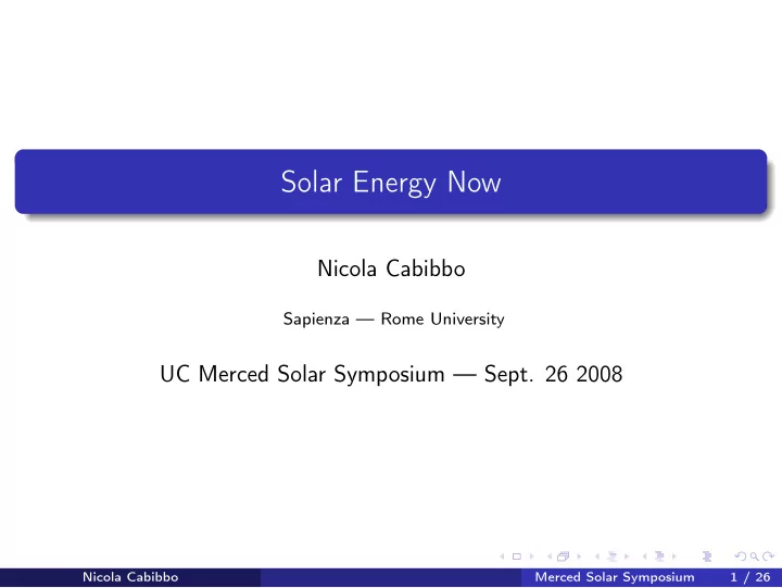 solar energy now