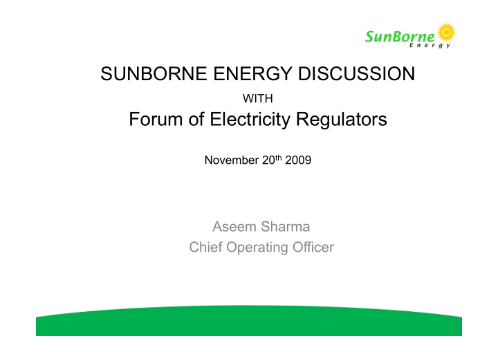 sunborne energy discussion with forum of electricity