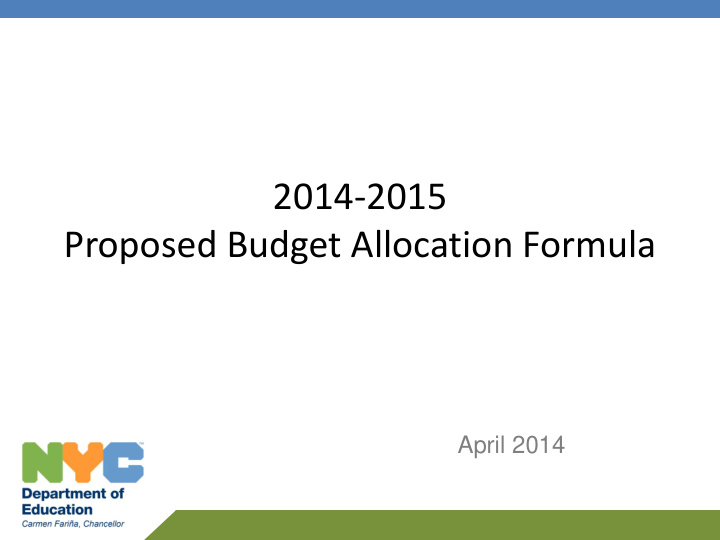 proposed budget allocation formula